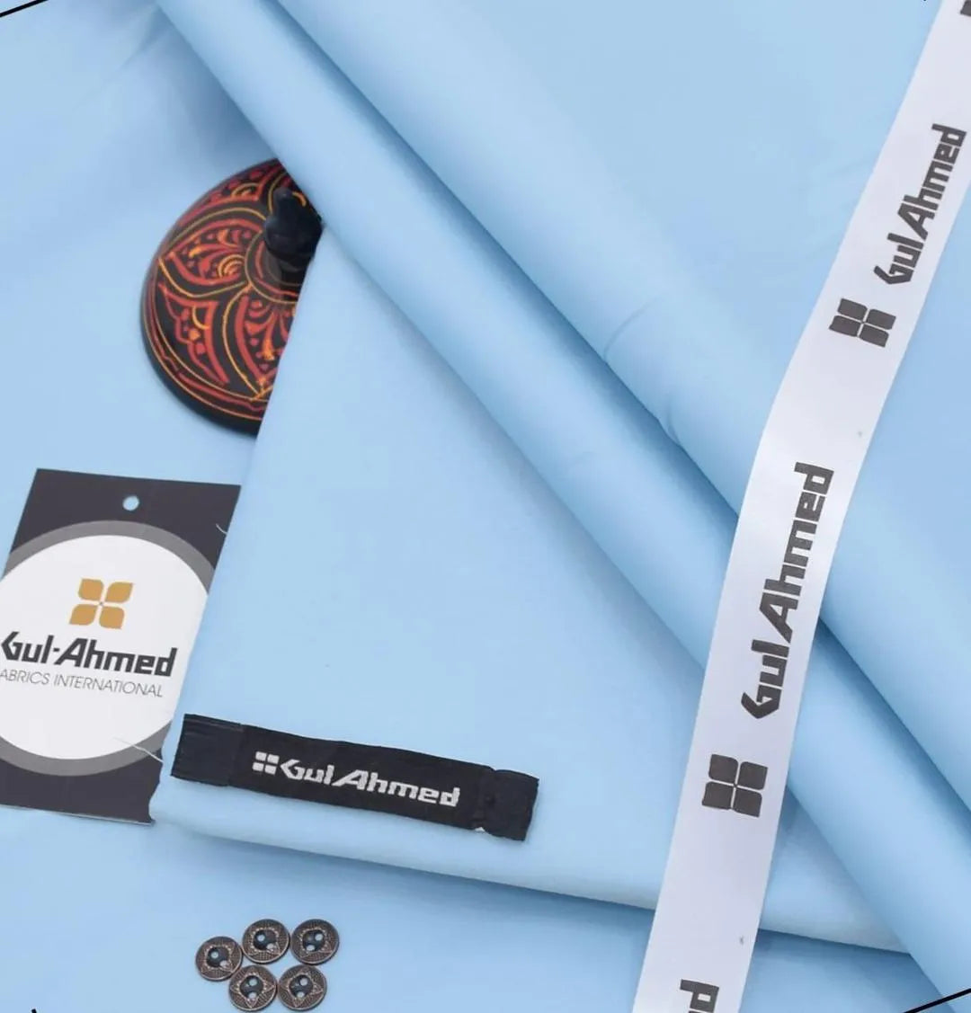 Turquoise - Men’s Unstitched Hard Cotton Plain Suit