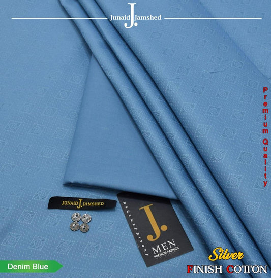 Denim Blue - Men’s Unstitched Hard Cotton Plain Suit