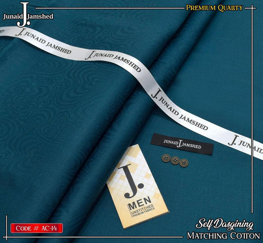 Turquoise Cotton - Men’s Unstitched Hard Cotton Plain Suit