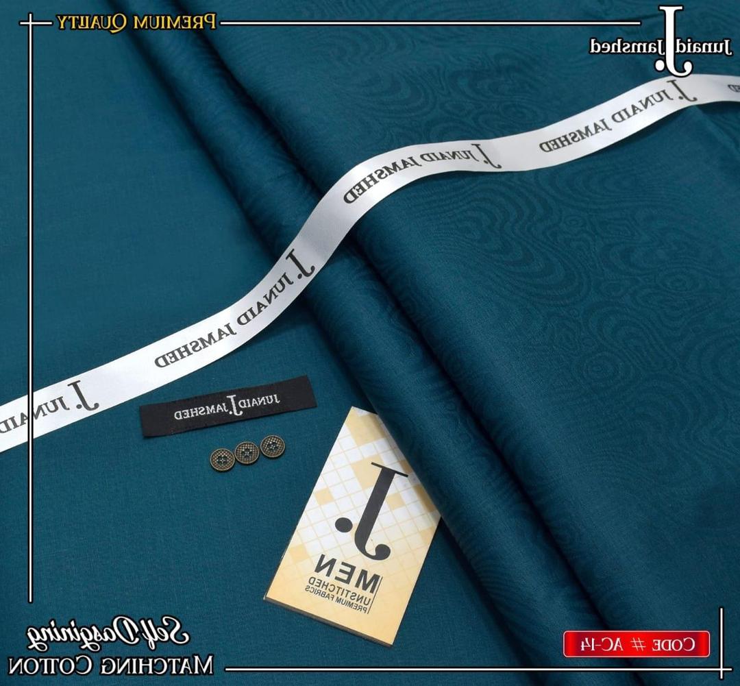 Turquoise Cotton - Men’s Unstitched Hard Cotton Plain Suit