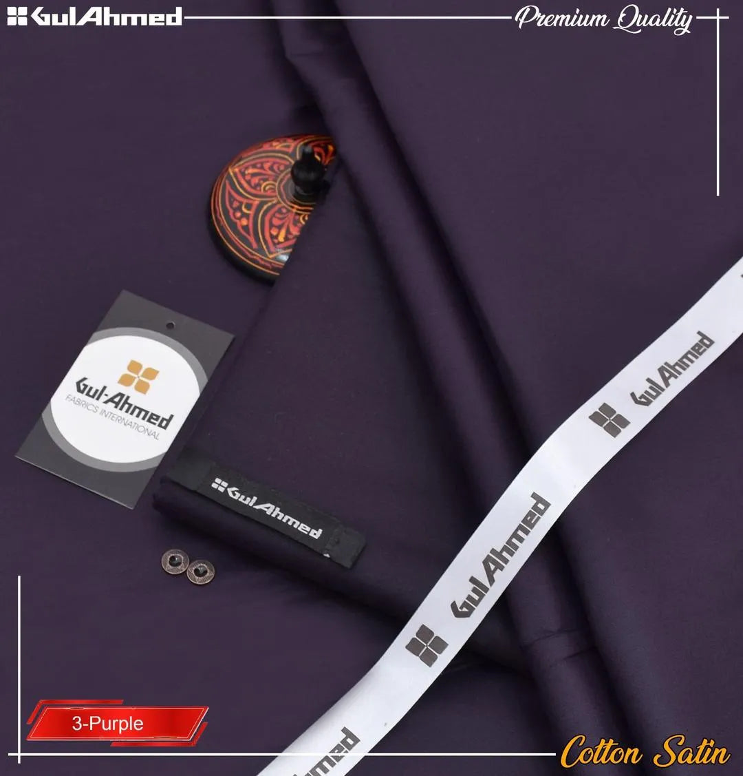 Cotton Satin Purple - Men’s Unstitched Hard Cotton Plain Suit